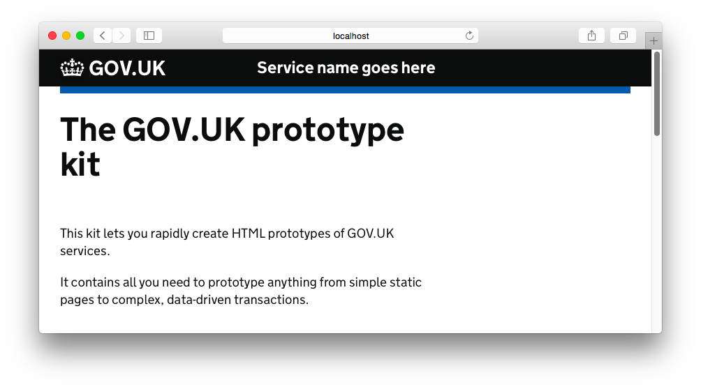 The heading is GOV.UK Prototype Kit.